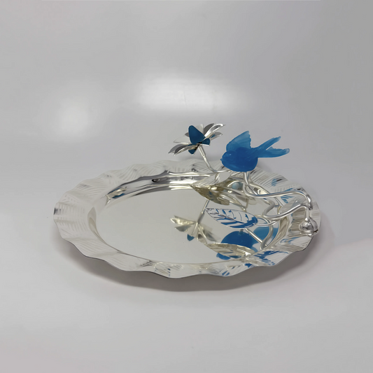 Wave Platter With Blue Flying Bird