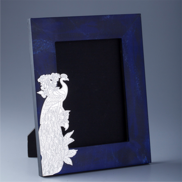 Peacock Photo Frame on Compressed Lapis Stone