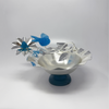 Magnolia Flower bowl with Blue Flying Bird-Medium