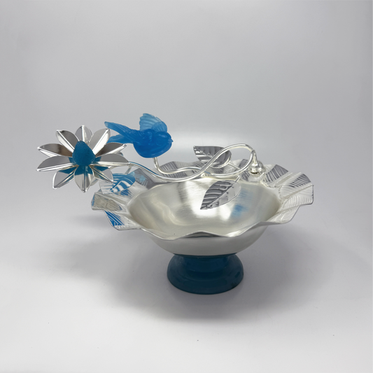 Magnolia Flower bowl with Blue Flying Bird-Medium