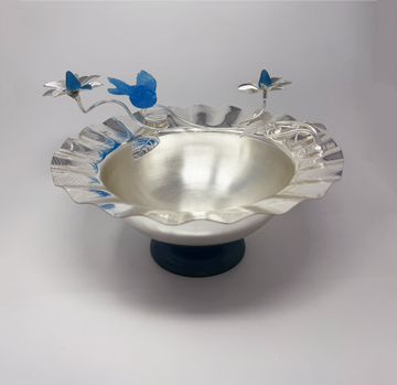Magnolia Flower bowl with Blue Flying Bird-Big