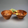 Double Wooden Bowl with Parrot