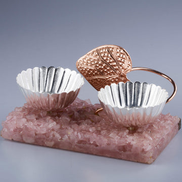 Silver Plated Mukhwas Bowls on Rose Quartz Bowls