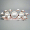 Centerpiece Three Bowl with Candle Holder Set on Rose Quartz Base