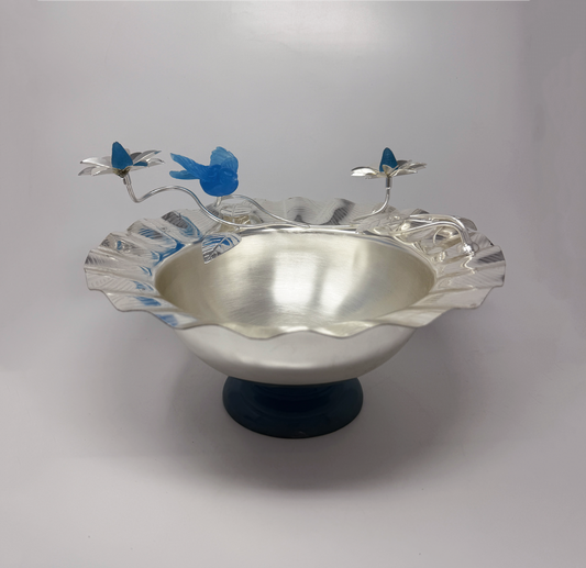 Magnolia Flower bowl with Blue Flying Bird-Big
