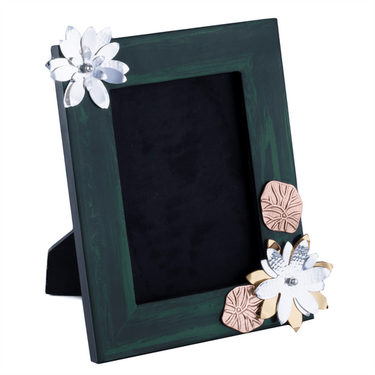 Malachite Green Flower Design Photo frame (Small)