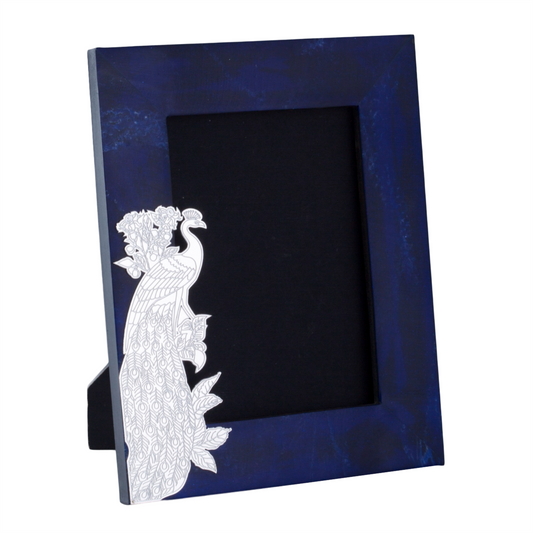 Peacock Photo Frame on Compressed Lapis Stone