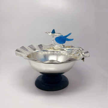 Magnolia Flower bowl with Blue Flying Bird-Medium