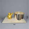 Wave Detailing Bowl with Golden Teddy on white Marble