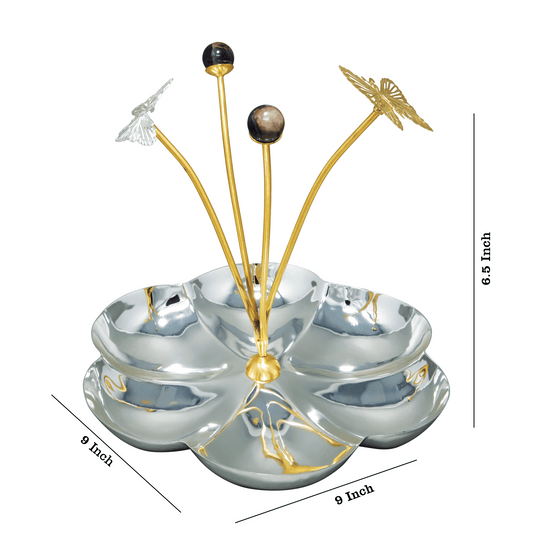 Butterfly Sliver Plated with Amethyst Knob platter
