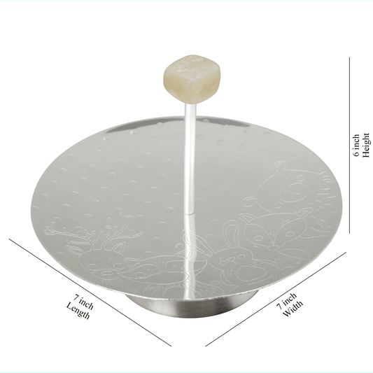 Baby Round Platter with Handle with Green Knob