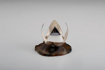 Lotus Candle Stand on Agate Stone Sterling Silver