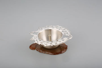 Peacock Jyot with Agate Base Sterling Silver