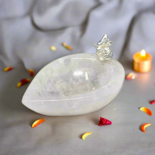 Ganesh ji on Rose Quartz Diya