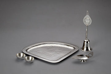 Peacock Puja Thali Set Set of 5 Sterling Silver