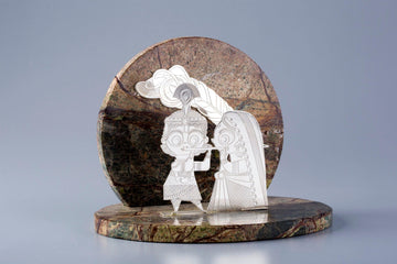 Radha Krishna Inspired by Badri Art on Bidasar Stone Sterling Silver