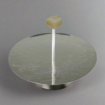 Baby Round Platter with Handle with Green Knob