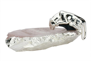 Panther Platter on Silver Gilded Quartz
