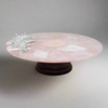 Rose Quartz Flower Round Cake Platter with wood base