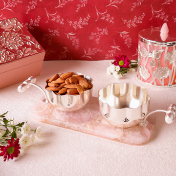 Rose Quartz Tray with Nut Bowl