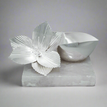 Flower Tikona Bowl on Rose Quartz Platter