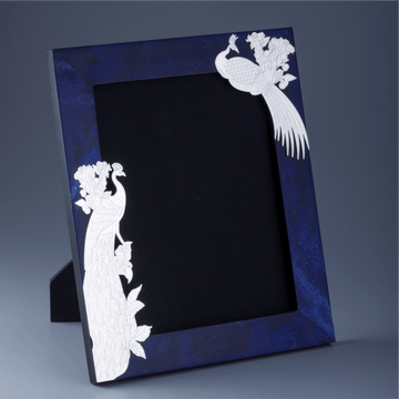 Peacock Photo Frame on Compressed Lapis Stone