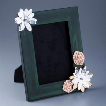 Malachite Green Flower Design Photo frame (Big)