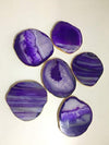 Purple Agate Coaster with Golden Gilded (Set of 4)