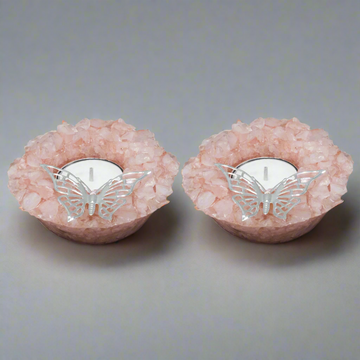 Rose Quartz Butterfly Tea Lights (Set of 2)