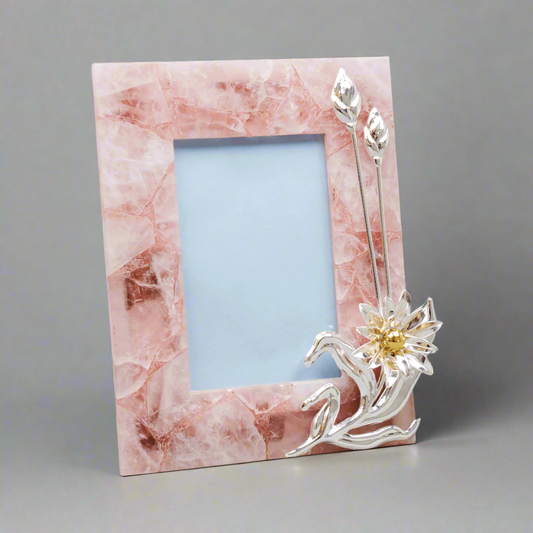 Flower Rose quartz photo frame