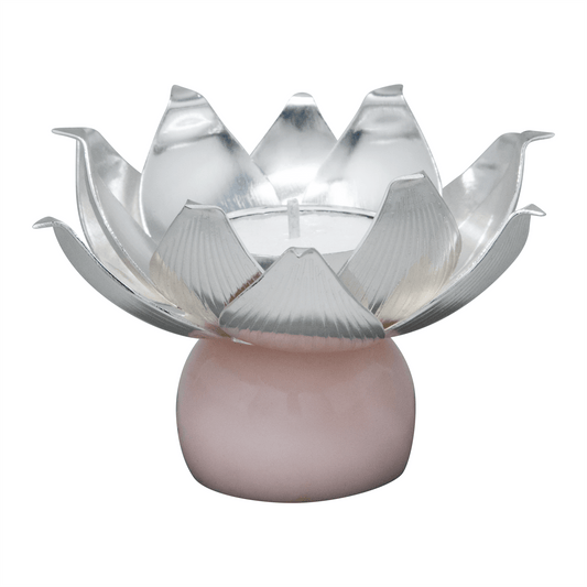 Lotus Tea light Holder on Rose Quartz Base