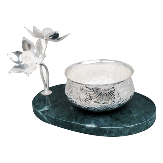 Lotus Rippose Bowl with Flower on Marble Base