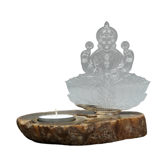 Lord Maha Laxmi Tea Light on Agate Stone Base