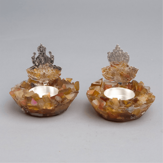 Lakshmi & Ganesha Stone Tea Light Holder