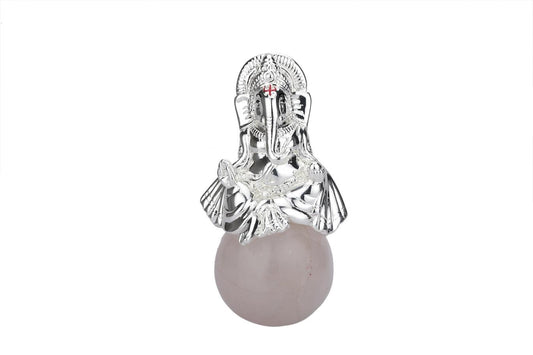 Ganesha Mangalmurti (Rose Quartz / Amethyst Ball)