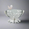 Single Bird Glass Bowl with Leaf Stand