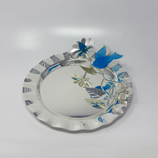 Wave Platter With Blue Flying Bird