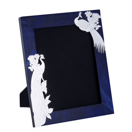 Peacock Photo Frame on Compressed Lapis Stone