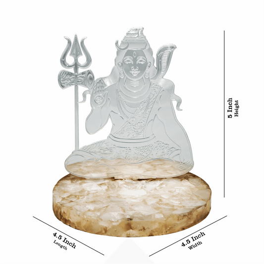 Lord Mahadev Silver Plated on Rose Quartz Stone Base