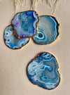 Turquoise Agate Coaster Golden Gilded (Set Of 4)