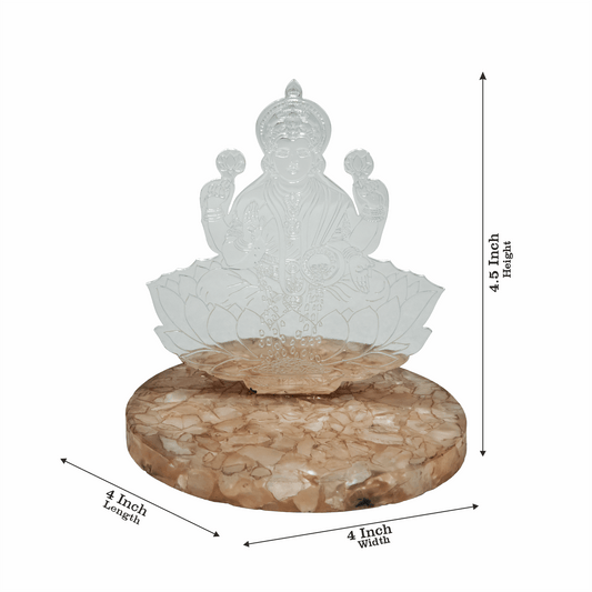 Lord Maha Laxmi Silver Plated on Rose Quartz Stone Base