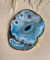 Turquoise Agate Coaster Golden Gilded (Set Of 4)