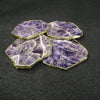 Amethyst Natural Coaster with Golden Gilded (Set of 4)