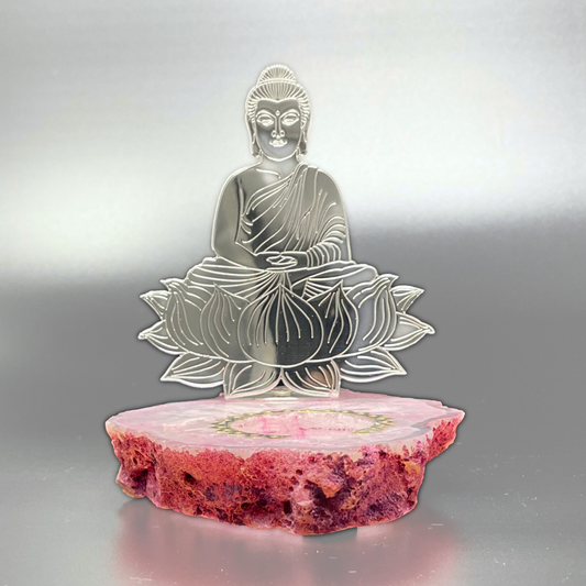 Buddha Silver Plated Tea Light on Agate Base