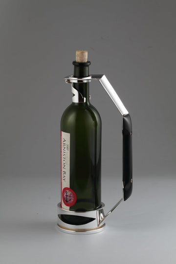 English Classic Wine Bottle Holder With Ebony Handle Sterling Silver