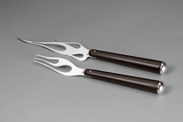 Fire Fork n Knife with Ebony Wood Handle Sterling Silver