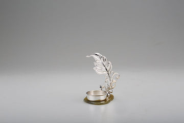 Leaf Tee Light Holder on Agate Sterling Silver