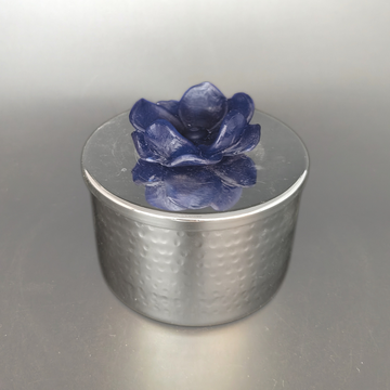 Hammered Jar With Blue Flower