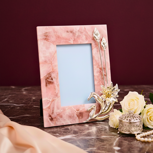Flower Rose quartz photo frame