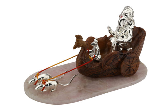 Ganesha Rath On Rose Quartz Base